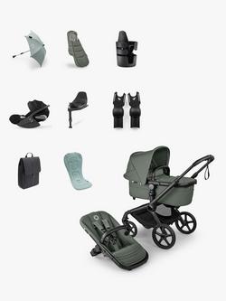 Bugaboo Fox 5 Renew Pushchair, Cybex Cloud T i-Size Car Seat with Base and Accessories Bundle, Forest Green, 