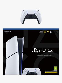 PlayStation 5 Digital Edition (Model Group - Slim) 825GB Console with Two DualSense Controllers, White, 