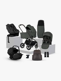 Silver Cross Breez Stroller, Carrycot & Accessories with Glide Plus 360 & Approach Plus 360 Baby Car Seats & Base Plus 360 Bundle, Pewter, 