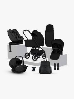 Silver Cross Breez Stroller, Carrycot & Accessories with Glide Plus 360 & Approach Plus 360 Baby Car Seats & Base Plus 360 Bundle, Onyx, 