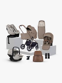 Silver Cross Breez Stroller, Carrycot & Accessories with Glide Plus 360 & Approach Plus 360 Baby Car Seats & Base Plus 360 Bundle, Champagne, 
