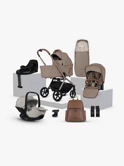 Silver Cross Breez Stroller, Carrycot & Accessories with Glide Plus 360 i-Size Car Seat & Base, Champagne, 