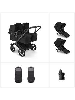Bugaboo Donkey 6 Twin Stroller Essential Bundle, Black, 