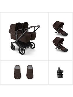 Bugaboo Donkey 6 Twin Stroller Essential Bundle, Cocoa Brown, 