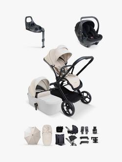 iCandy Core 2 Pushchair, Carrycot & Accessories with Cocoon 360 Car Seat & Base Bundle, Sandstone, 