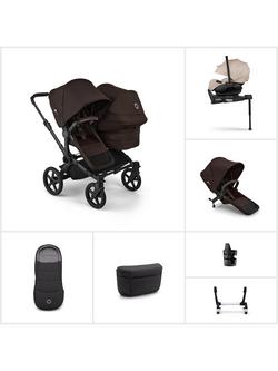 Bugaboo Donkey 6 Double Stroller with Otter by Nuna Car Seat & 360 Base Ultimate Bundle, Cocoa Brown, 