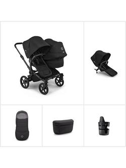 Bugaboo Donkey 6 Double Stroller Essential Bundle, Black, 