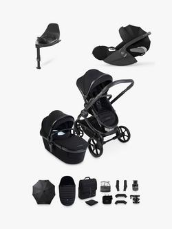 iCandy Peach 8 Pushchair & Accessories with Cybex Cloud T Baby Car Seat and Base T Bundle, Black, 