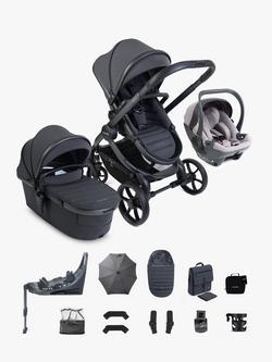 iCandy Peach 8 Pushchair & Accessories with Cocoon 360 Car Seat & Base Bundle, Grey, 