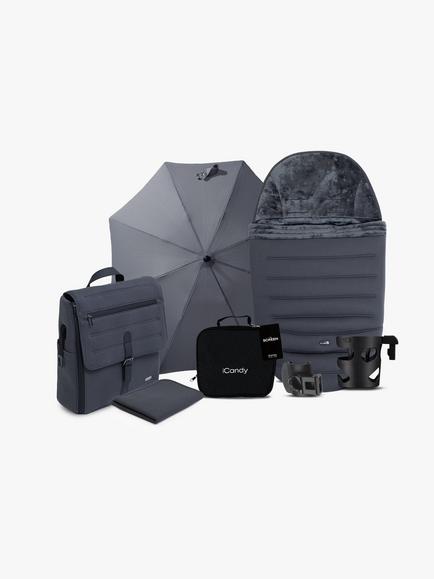 iCandy Peach 8 Pushchair & Accessories with Cocoon 360 Car Seat & Base Bundle, Grey - view 2, 