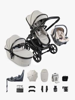 iCandy Peach 8 Pushchair & Accessories with Cocoon 360 Car Seat & Base Bundle, Taupe, 