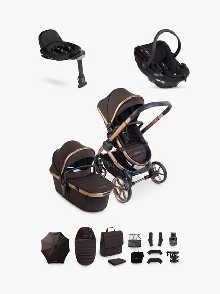 iCandy Peach 8 Pushchair, Carrycot & Accessories with BeSafe Go Beyond² Car Seat & Beyond Base Bundle, Pecan, 