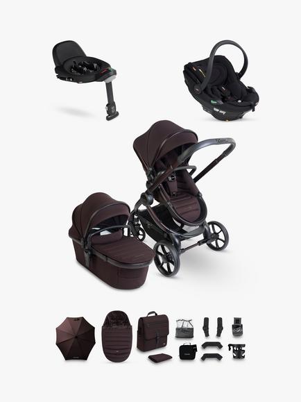 iCandy Peach 8 Pushchair, Carrycot & Accessories with BeSafe Go Beyond² Car Seat & Beyond Base Bundle, Coffee Bean, 