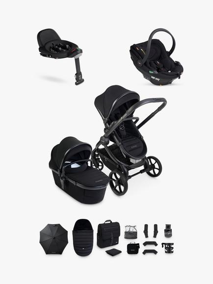 iCandy Peach 8 Pushchair, Carrycot & Accessories with BeSafe Go Beyond² Car Seat & Beyond Base Bundle, Black, 