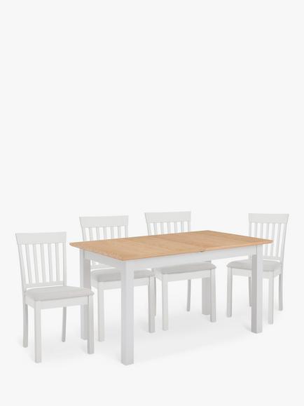 Wilton 4-6 Seater Dining Table and 4 Chairs Set, Linen, 