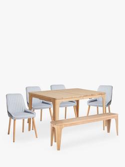 Ebbe Gehl for John Lewis Mira 4-8 Seater Extending Dining Table, Bench and 4 Toronto Dining Chairs Set, Oak/Grey, 