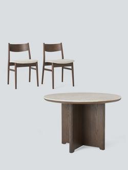 John Lewis Ritz Marble Dining Table and 4 Parity Dining Chairs Set, Brown/Dark, 
