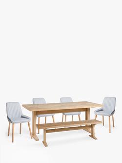 John Lewis Estate 6-10 Seater Extending Dining Table, Bench and 4 Toronto Dining Chairs Set, Natural/Grey, 