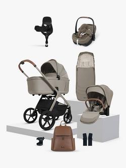 Silver Cross Cove Pushchair and Accessories with Maxi-Cosi Pebble 360 Pro2 Car Seat and FamilyFix 360 Pro ISOFIX Car Seat Base Bundle, Champagne/Twillic Truffle, 