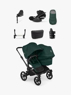 Bugaboo Donkey 6 Double Stroller with Cybex Cloud T i-Size Rotating Baby Car Seat and Base Ultimate Bundle, Fern Green, 