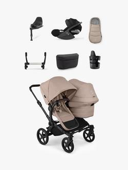 Bugaboo Donkey 6 Double Stroller with Cybex Cloud T i-Size Rotating Baby Car Seat and Base Ultimate Bundle, Desert Taupe, 