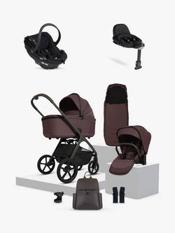 Silver Cross Cove Pushchair & Accessories with BeSafe Go Beyond² Car Seat & Beyond ISOFIX Car Seat Base Bundle, Damson, 
