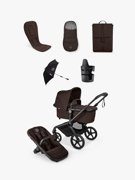Bugaboo Fox 5 Renew Pushchair & Accessories Essential Bundle, Cocoa Brown, 