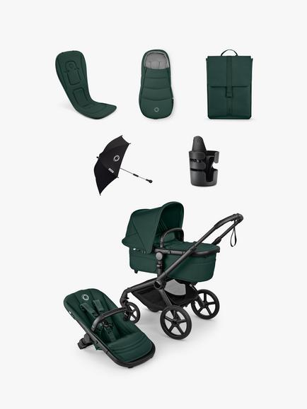 Bugaboo Fox 5 Renew Pushchair & Accessories Essential Bundle, Fern Green, 