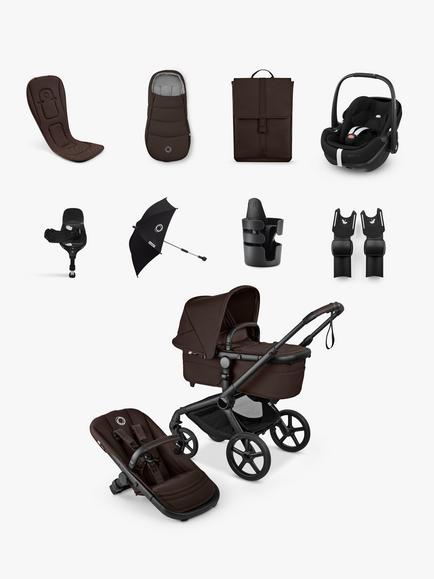 Bugaboo Fox 5 Renew Pushchair, Maxi-Cosi Pebble 360 Pro2 Car Seat with Base and Accessories Bundle, Cocoa Brown, 