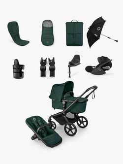 Bugaboo Fox 5 Renew Pushchair, Cybex Cloud T i-Size Car Seat with Base and Accessories Bundle, Fern Green, 