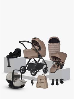 Silver Cross Reef 2 Pushchair & Accessories with Glide Plus 360 i-Size Car Seat & Base Family Bundle, Mocha, 