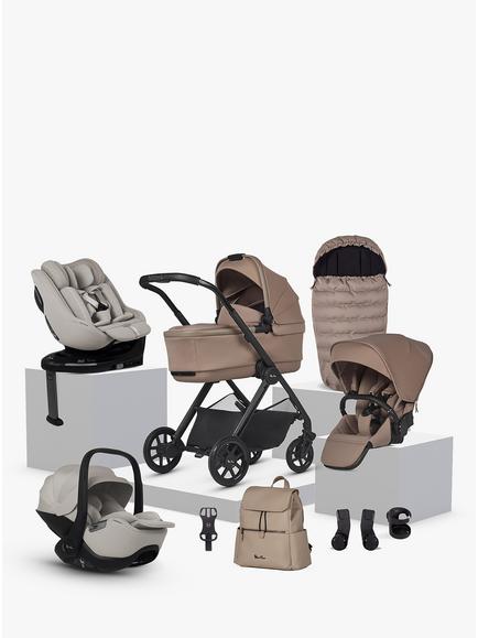 Silver Cross Reef 2 Pushchair & Accessories with Approach Plus & Glide Plus 360 i-Size Car Seat & Base Ultimate Family Bundle, Mocha, 