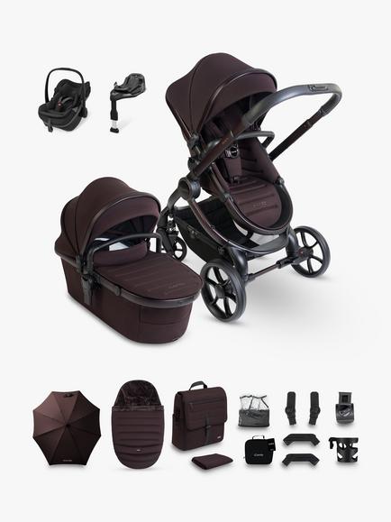 iCandy Peach 8 Pushchair & Accessories with Maxi-Cosi Pebble Slide Pro Car Seat & FamilyFix Base, Coffee Bean, 