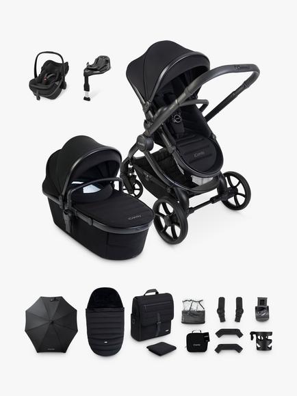 iCandy Peach 8 Pushchair & Accessories with Maxi-Cosi Pebble Slide Pro Car Seat & FamilyFix Base, Black, 