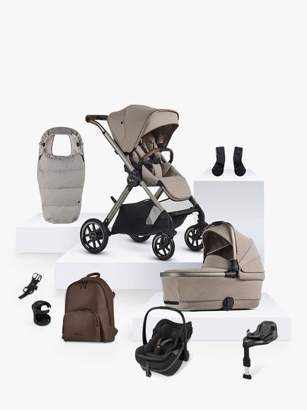 Silver Cross Reef 2 Special Edition Pushchair & Accessories with Maxi-Cosi Pebble Slide Pro Car Seat & FamilyFix Base Bundle, Frappe, 