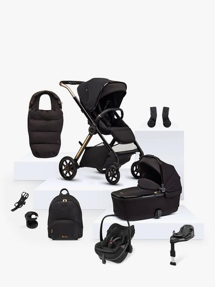 Silver Cross Reef 2 Special Edition Pushchair & Accessories with Maxi-Cosi Pebble Slide Pro Car Seat & FamilyFix Base Bundle, Espresso, 