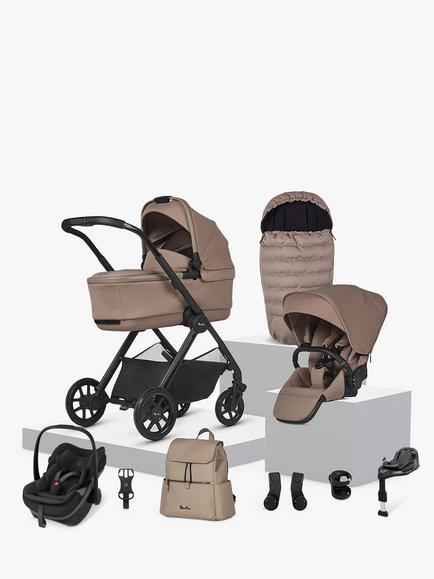 Silver Cross Reef 2 Pushchair & Accessories with Maxi-Cosi Pebble Slide Pro Car Seat & FamilyFix Base Bundle, Mocha, 