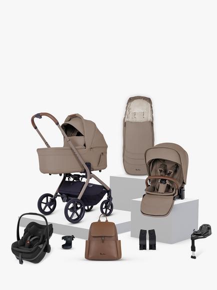 Silver Cross Breez Stroller, Carrycot & Accessories with Maxi-Cosi Pebble Slide Pro Car Seat & FamilyFix Base, Maple, 