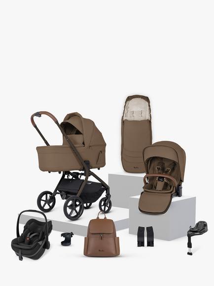 Silver Cross Breez Stroller, Carrycot & Accessories with Maxi-Cosi Pebble Slide Pro Car Seat & FamilyFix Base, Champagne, 
