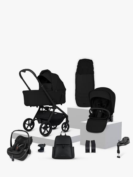 Silver Cross Breez Stroller, Carrycot & Accessories with Maxi-Cosi Pebble Slide Pro Car Seat & FamilyFix Base, Onyx, 