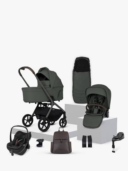 Silver Cross Breez Stroller, Carrycot & Accessories with Maxi-Cosi Pebble Slide Pro Car Seat & FamilyFix Base, Pewter, 