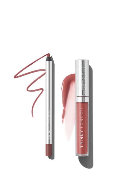 Trinny London Line2Define Lip Liner, Anya & Sheer Joy Pro-Collagen Lip Oil, Sofia Bundle, 
