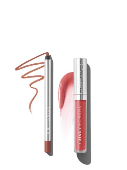 Trinny London Line2Define Lip Liner, Fay & Sheer Joy Pro-Collagen Lip Oil, Lola Bundle, 