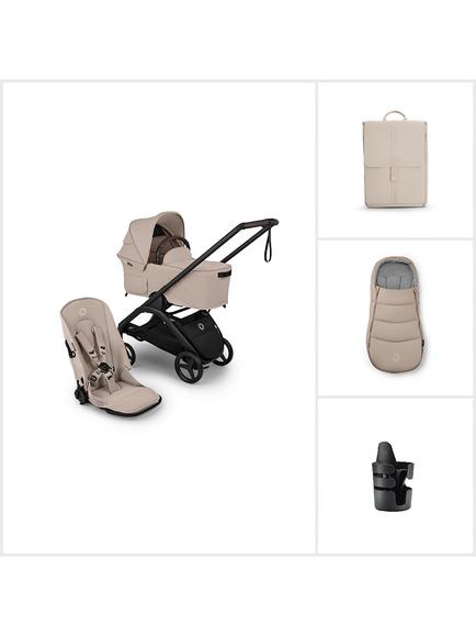 Bugaboo Dragonfly Plus Pushchair, Carrycot & Accessories Essential Bundle, Taupe, 