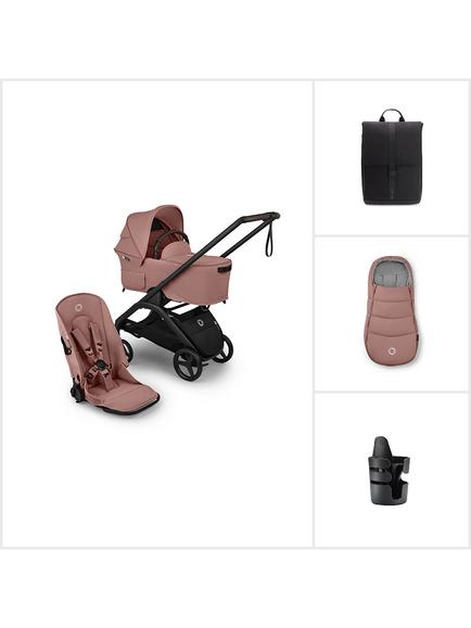 Bugaboo Dragonfly Plus Pushchair, Carrycot & Accessories Essential Bundle, Dusty Pink, 