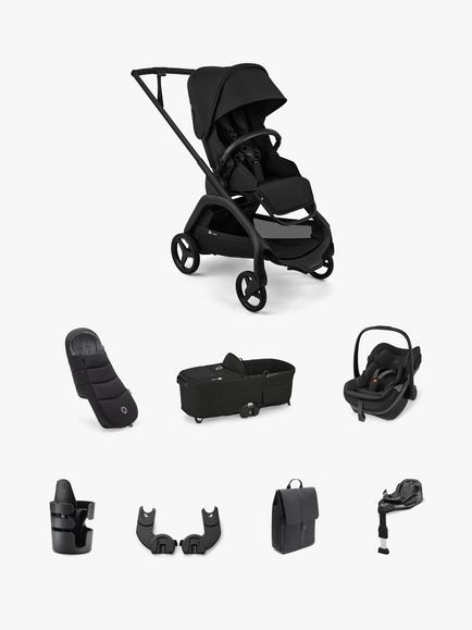 Bugaboo Dragonfly Plus Pushchair & Carrycot with Maxi-Cosi Pebble Slide Pro Car Seat & FamilyFix Base Ultimate Bundle, Black, 