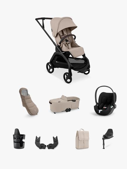 Bugaboo Dragonfly Plus Pushchair & Carrycot with Cybex Cloud T Car Seat & Base Ultimate Bundle, Natural, 
