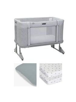 Chicco Next2Me Forever Cot, Mattress Cover & Bamboo Sheets Bundle, Ash Grey, 
