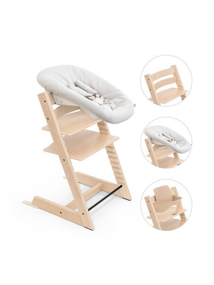 Tripp Trapp Highchair, Vanilla Newborn Set & Baby Set Bundle, Natural, 