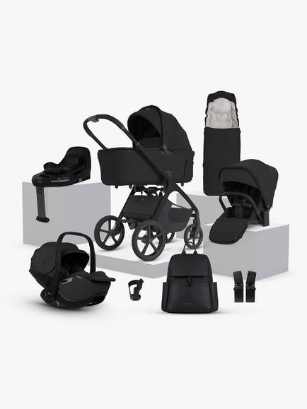 Silver Cross Cove 2 Stroller, Carrycot & Accessories with Glide Plus 360 i-Size Car Seat & Base Ultimate Infant Bundle, Oynx, 